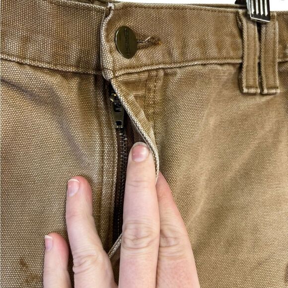 90s Carhartt duck canvas Mens 40 Distressed Faded Shorts tan - Picture 2 of 16